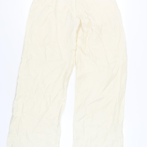 Zara Women's Ivory Wide-Leg Trousers XS