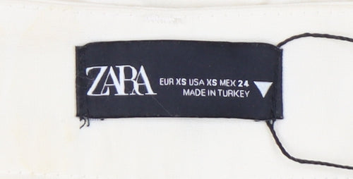 Zara Women's Ivory Wide-Leg Trousers XS