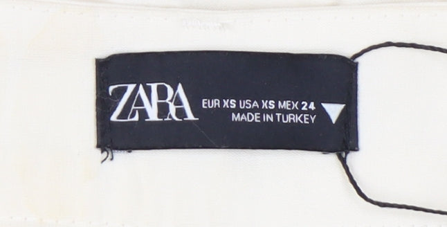 Zara Women's Ivory Wide-Leg Trousers XS