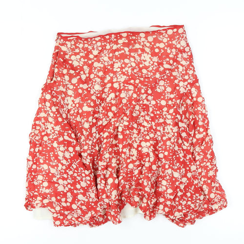 MNG Women's Red Floral Bubble Hem Skirt, Size 8