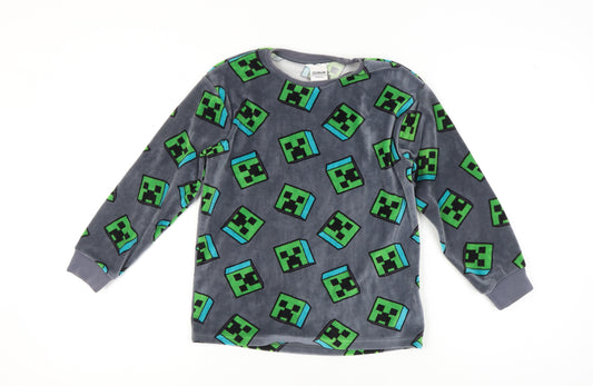 Marks and Spencer Boys Minecraft Pyjama Top - Grey & Green 10-11