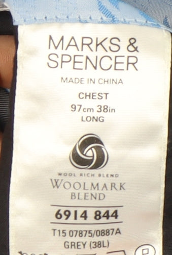 Marks and Spencer Men's Grey Long Blazer 38L