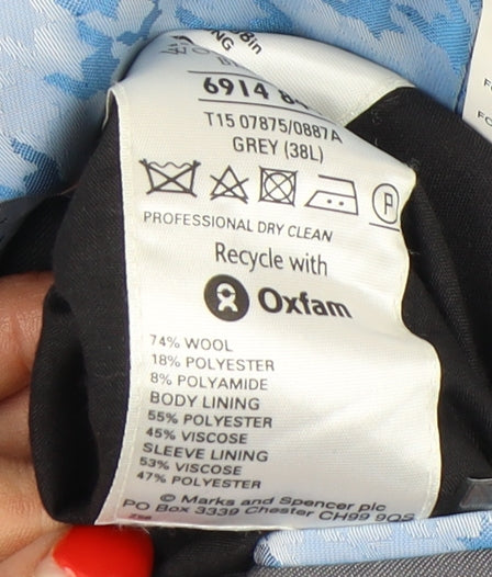 Marks and Spencer Men's Grey Long Blazer 38L