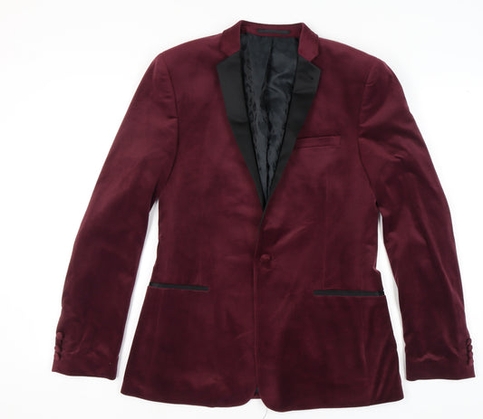 Asos Men's Long Red Blazer, Size L, Shawl Lapel