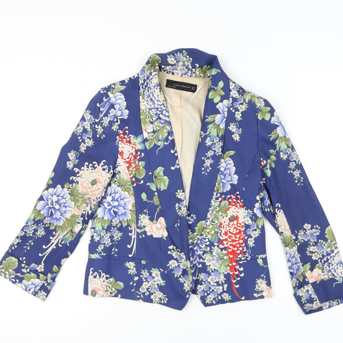 Zara Women's Blue Floral Blazer Jacket Size S