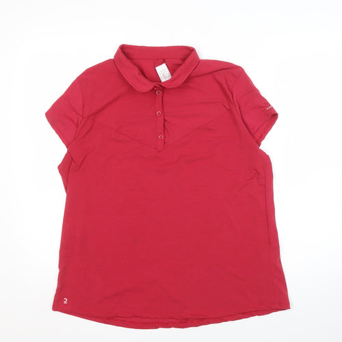 Decathlon Women's Red XL Polo Activewear Top