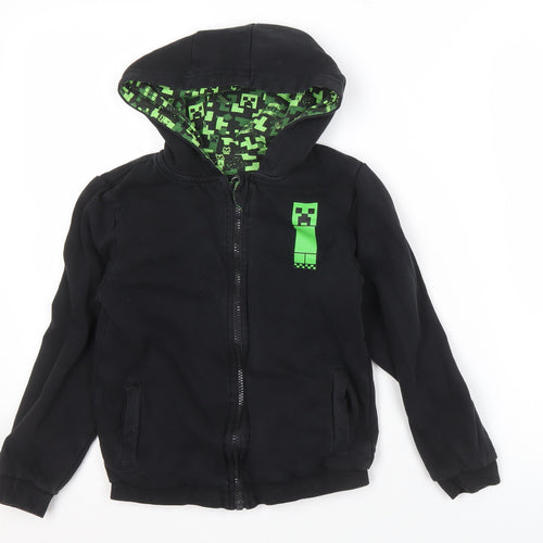 George Boys Black Minecraft Full Zip Hoodie 8-9 Years
