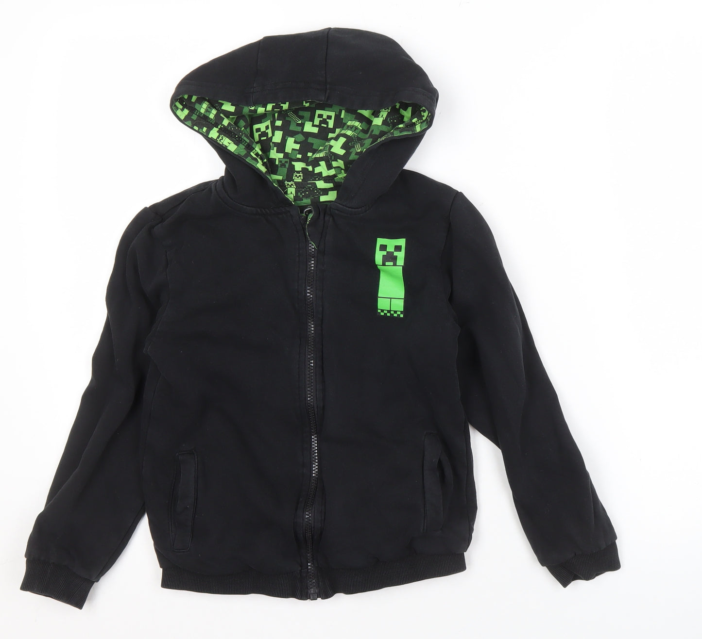 George Boys Black Minecraft Full Zip Hoodie 8-9 Years
