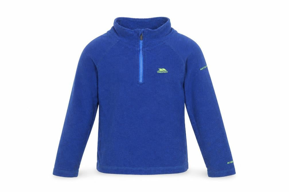 Front view of Trespass boys’' blue lightweight sweatshirt, size 7-8