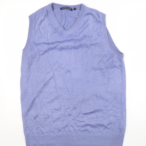 Woodville Men's Blue V-Neck Sleeveless Vest L