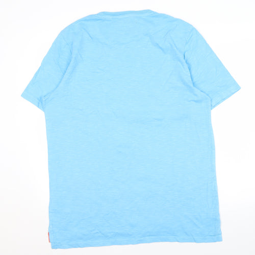 Superdry Blue 2XL Men's T-Shirt, Crew Neck, Cotton