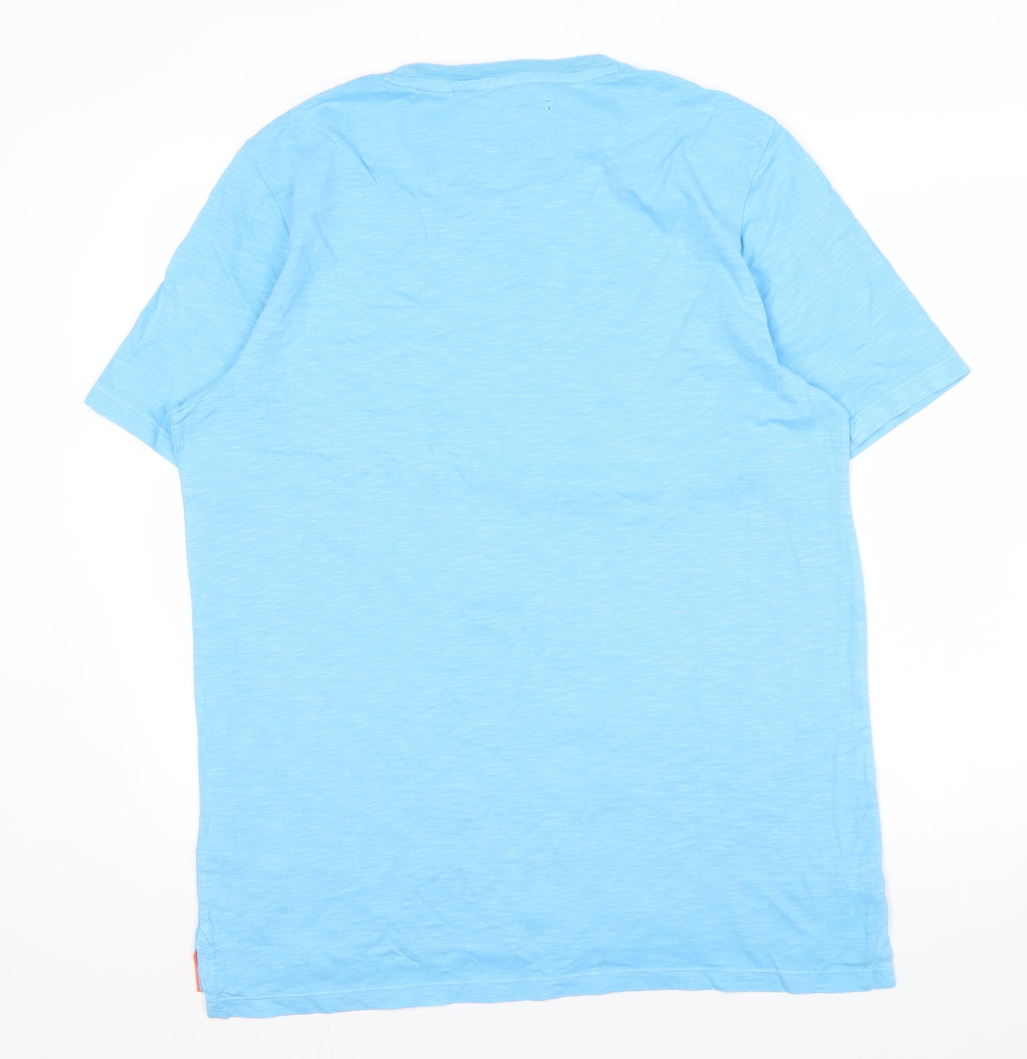 Superdry Blue 2XL Men's T-Shirt, Crew Neck, Cotton