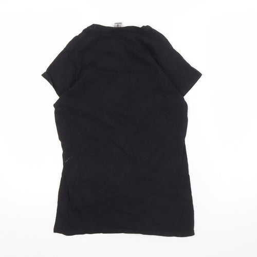 Unisex Black Graphic T-Shirt, M, Casual Wear