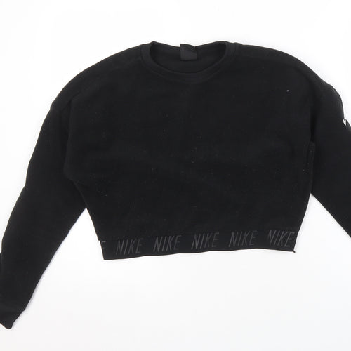Nike Women's Black Dri-Fit Sweatshirt, Size S, Logo Accent