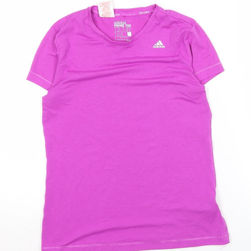 Adidas Girls Purple T-Shirt 13-14Y Breathable Activewear New