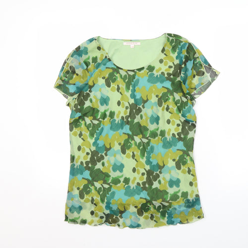 Anna Rose Women's Green Floral Chiffon Blouse Size 12
