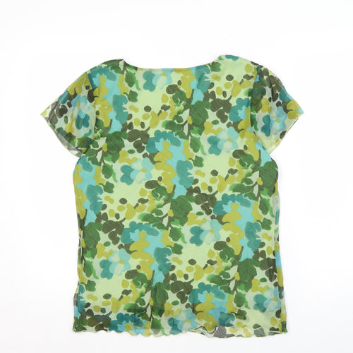 Anna Rose Women's Green Floral Chiffon Blouse Size 12