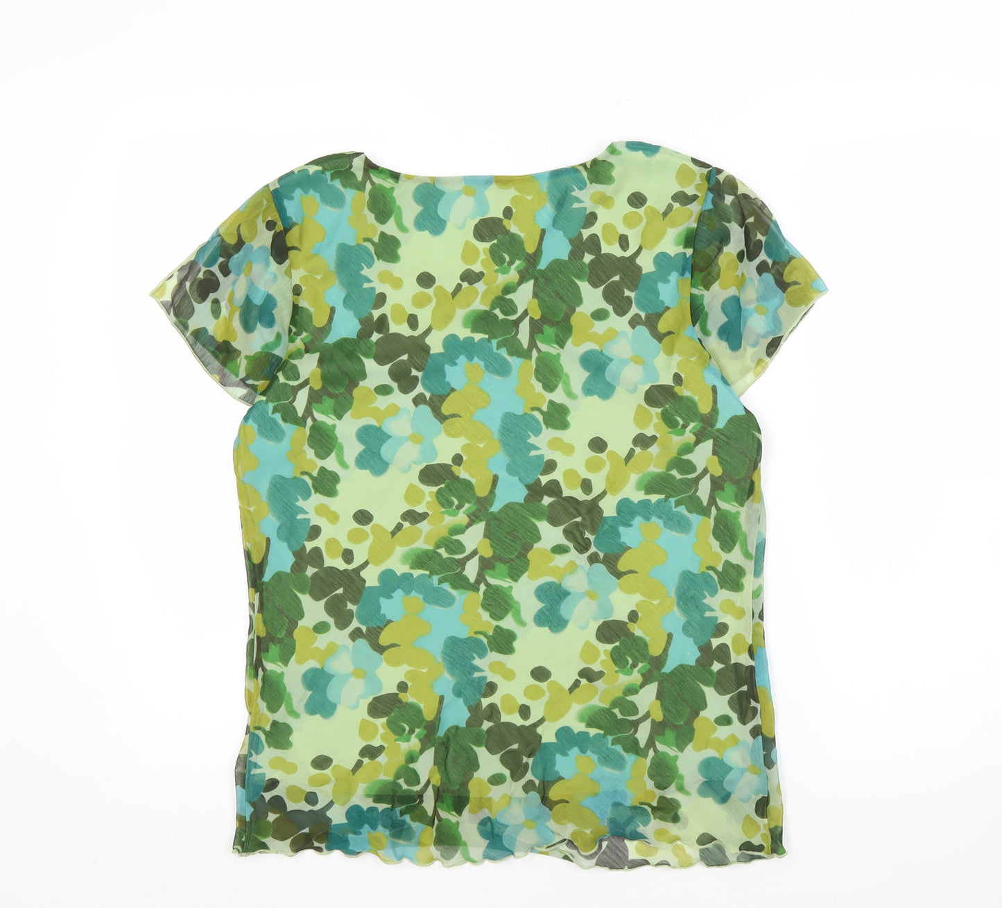 Anna Rose Women's Green Floral Chiffon Blouse Size 12