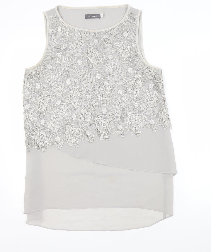 Mint Velvet Women's Grey Hi-Low Lace Shift Dress
