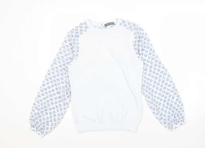 Mint Velvet Women's Blue Geometric Knit Pullover Jumper S