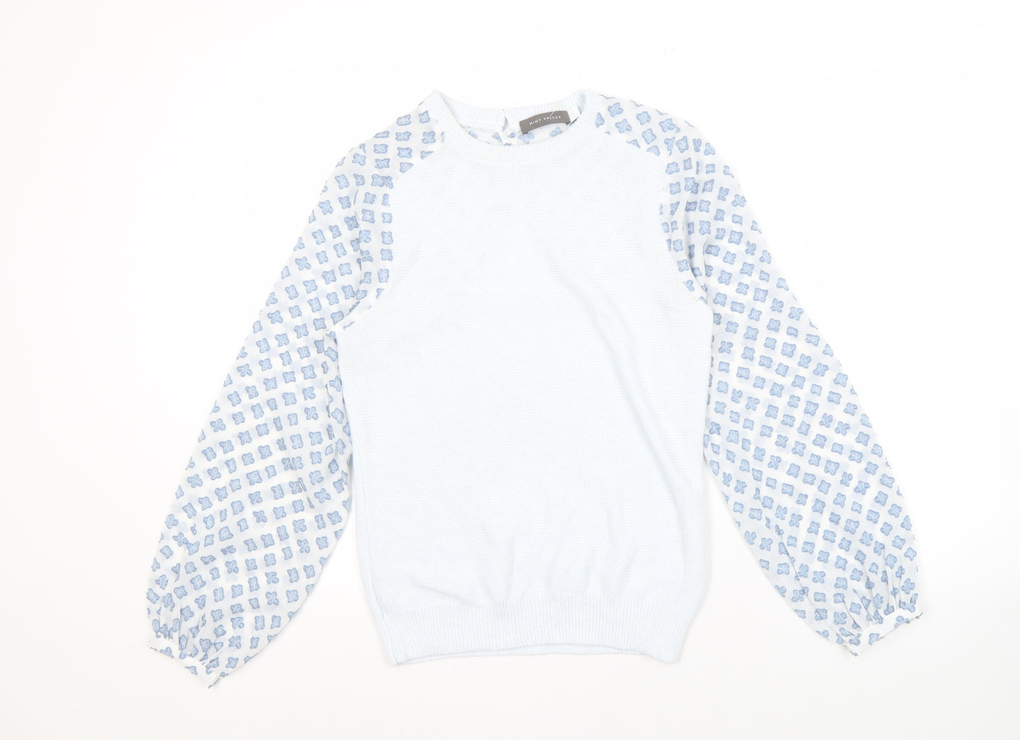 Mint Velvet Women's Blue Geometric Knit Pullover Jumper S