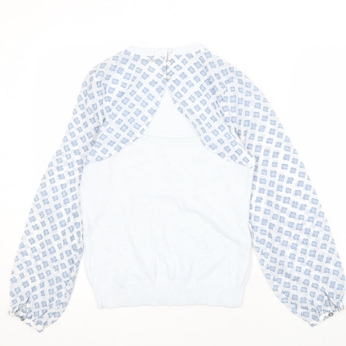 Mint Velvet Women's Blue Geometric Knit Pullover Jumper S