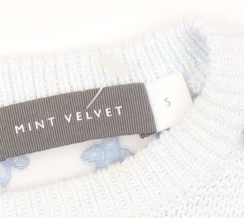 Mint Velvet Women's Blue Geometric Knit Pullover Jumper S