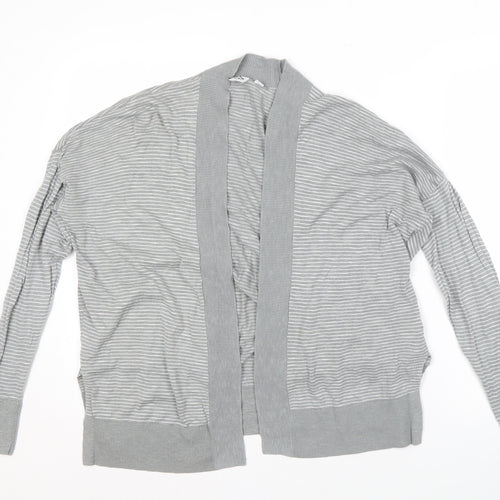 Gap Women's Grey Striped Open Front Cardigan M