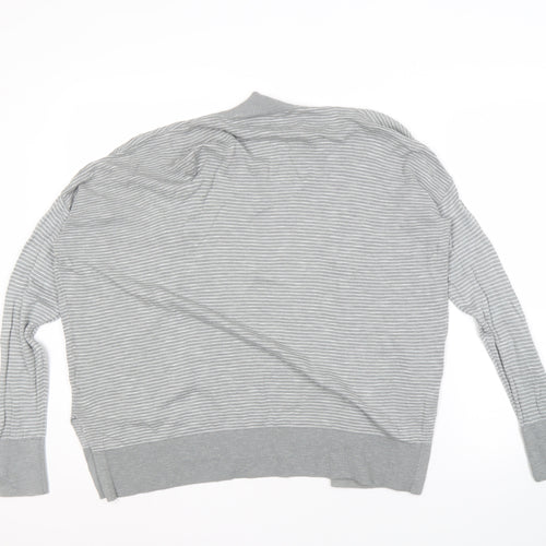 Gap Women's Grey Striped Open Front Cardigan M