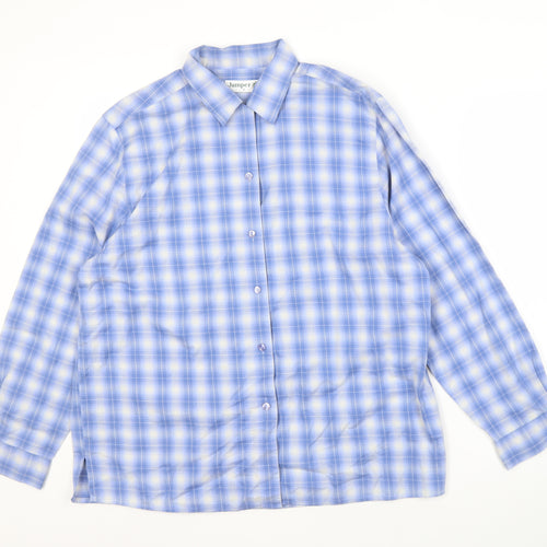 Jumper Men's Blue Plaid Button-Up Shirt, L, Casual