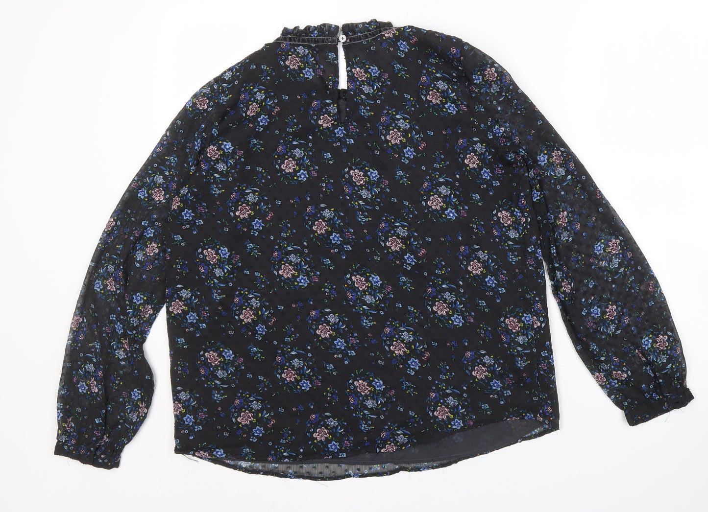 LOFT Women's Black Floral Blouse, Size M