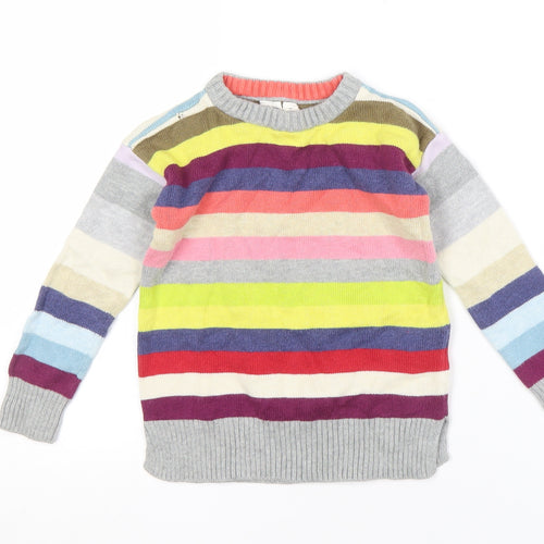 Marks and Spencer Girls Multicoloured Striped Pullover Jumper XS