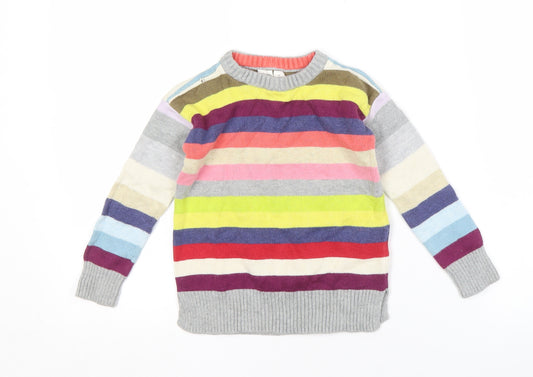 Marks and Spencer Girls Multicoloured Striped Pullover Jumper XS