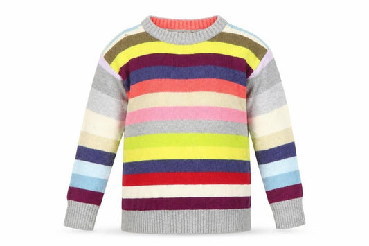 Front view of Marks & Spencer girls’ multicoloured striped jumper xs