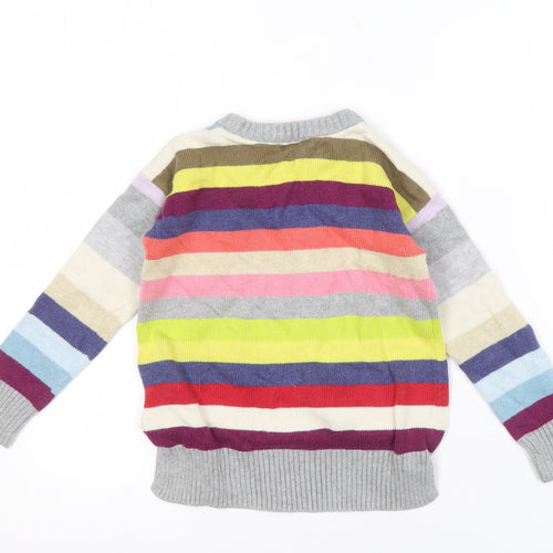 Marks and Spencer Girls Multicoloured Striped Pullover Jumper XS