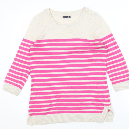 Gap Women's Pink Striped Pullover Jumper Size S