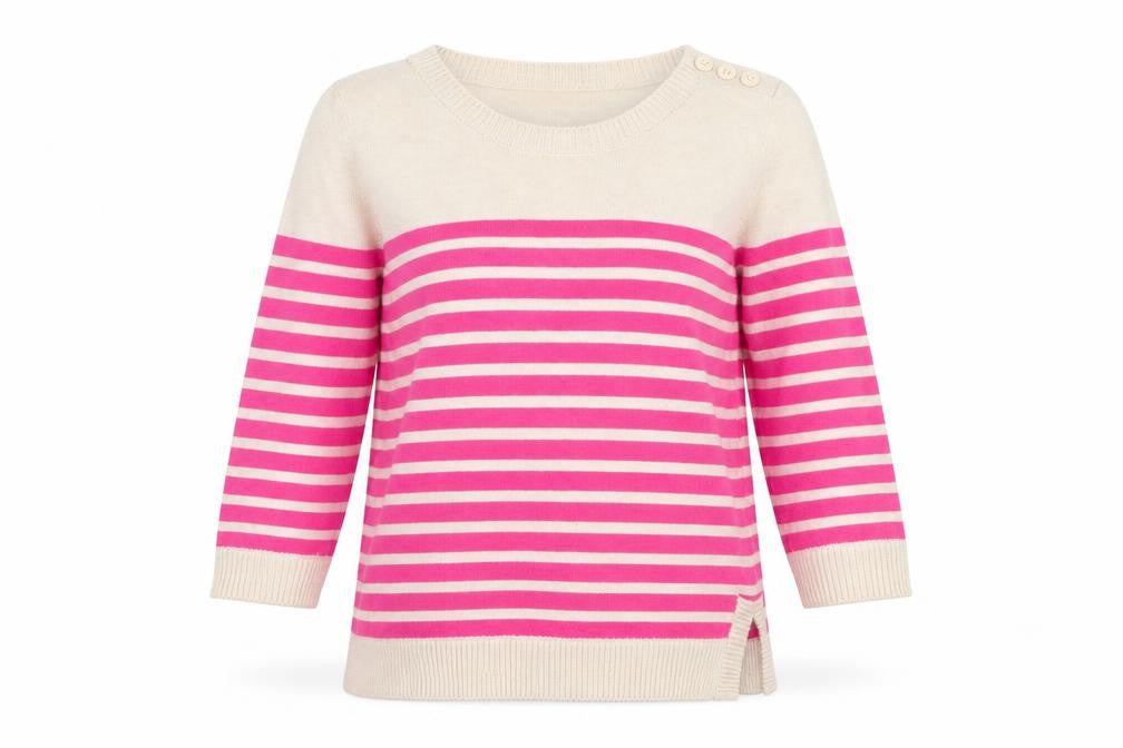 Front view of Gap Women's Pink Striped jumper, size S