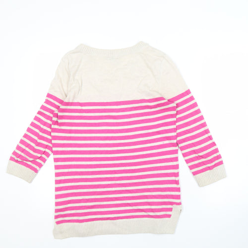 Gap Women's Pink Striped Pullover Jumper Size S