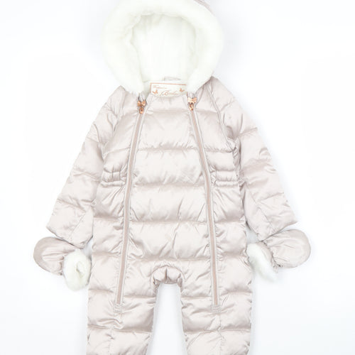 Baker Beige Unisex Baby Snowsuit 9-12 Months Faux Fur Trim