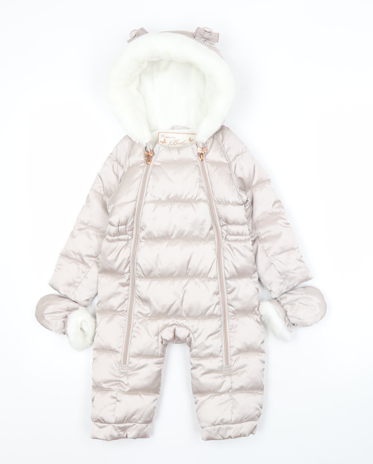 Baker Beige Unisex Baby Snowsuit 9-12 Months Faux Fur Trim