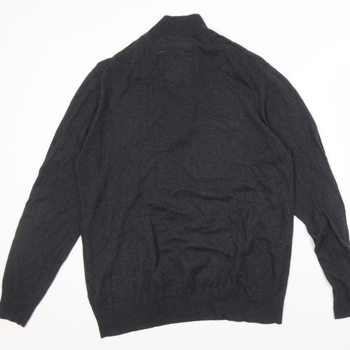 White Stuff Men's Black Henley Jumper, Large
