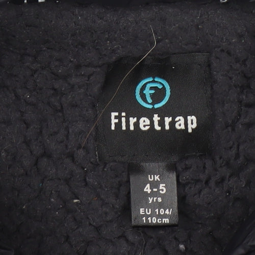 Firetrap Black Boys Puffer Jacket 4-5 Years - Hooded & Lined