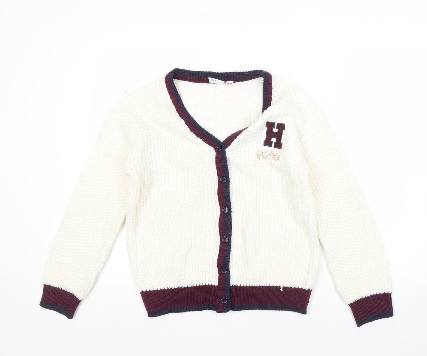 Harry Potter Girls White Cardigan, 12-13 Years, Embroidered V-Neck
