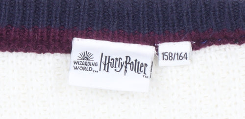 Harry Potter Girls White Cardigan, 12-13 Years, Embroidered V-Neck