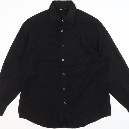 Vintage Men's XL Black Button-Up Shirt