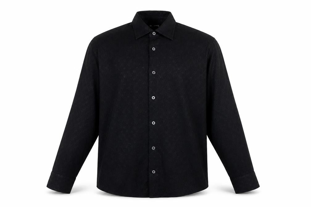 Front view of Vintage Men's XL Black Button-Up Shirt