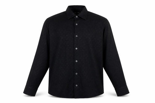 Front view of Vintage Men's XL Black Button-Up Shirt