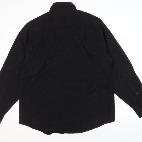Vintage Men's XL Black Button-Up Shirt