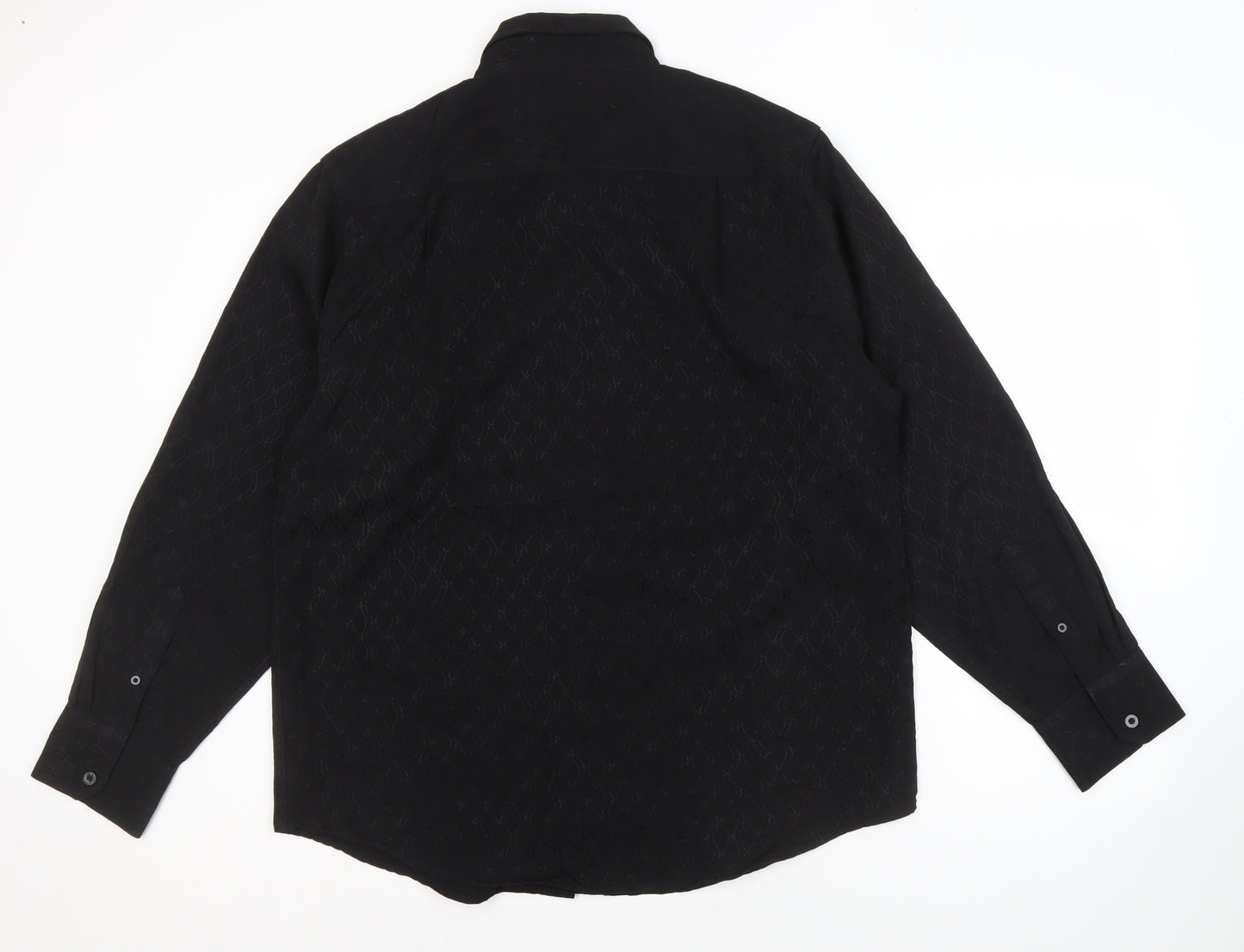 Vintage Men's XL Black Button-Up Shirt