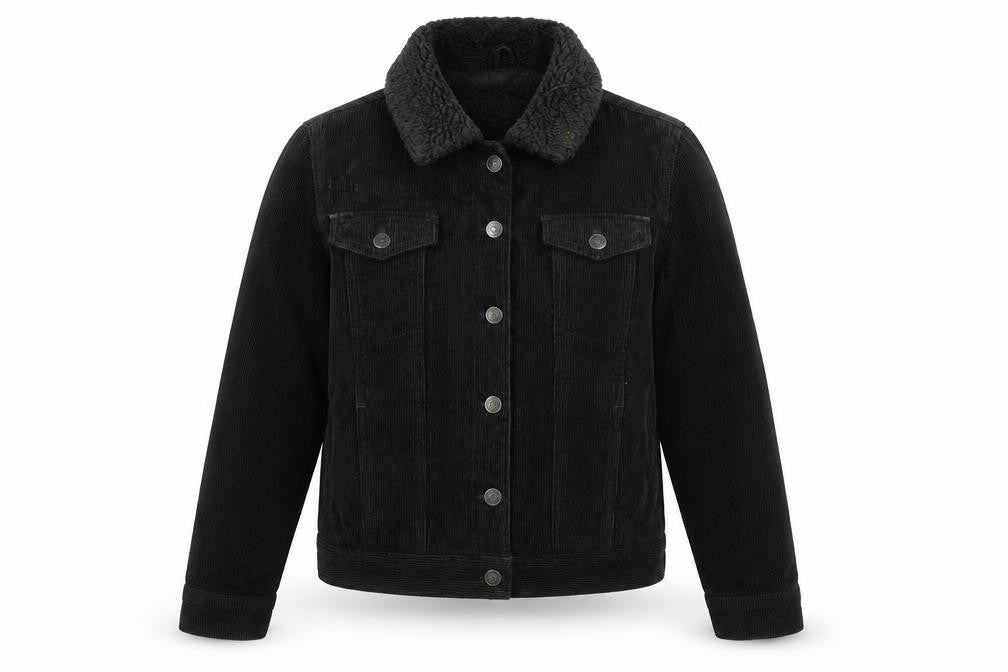 Front view of Topshop Women's Black Cotton Bomber Jacket, size 8